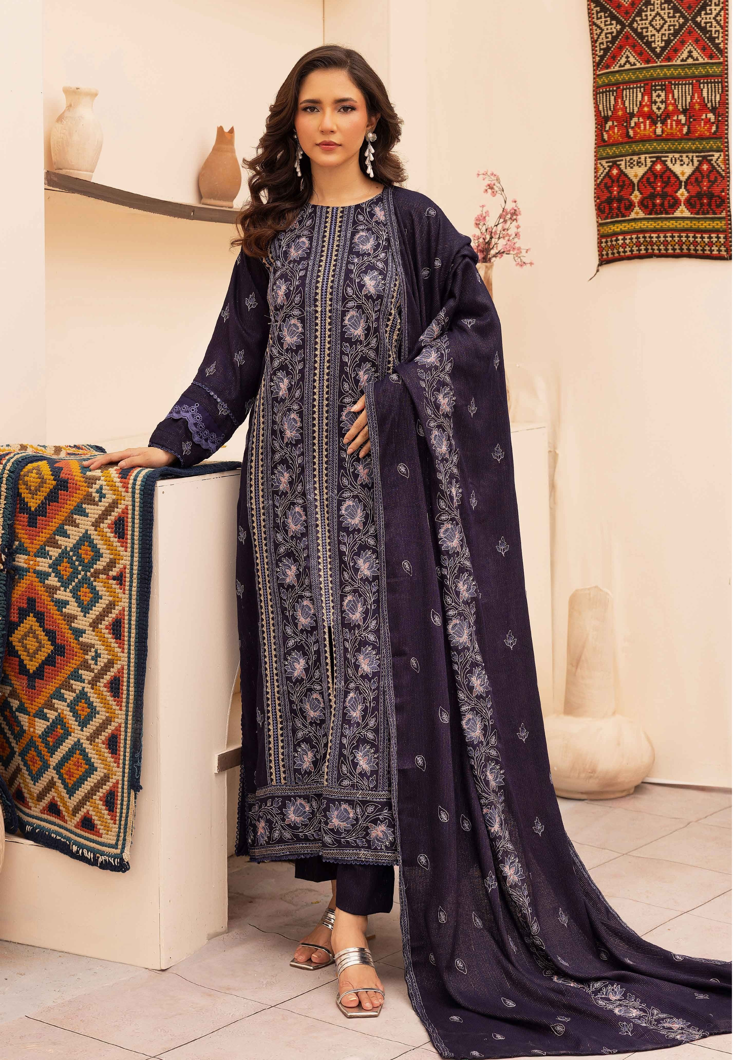 Embroidered Peach Leather 3PC – Zimal