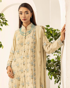 Embroidered Peach Leather 3PC – Zarnab