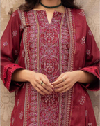 Embroidered Peach Leather 3PC – Armeen