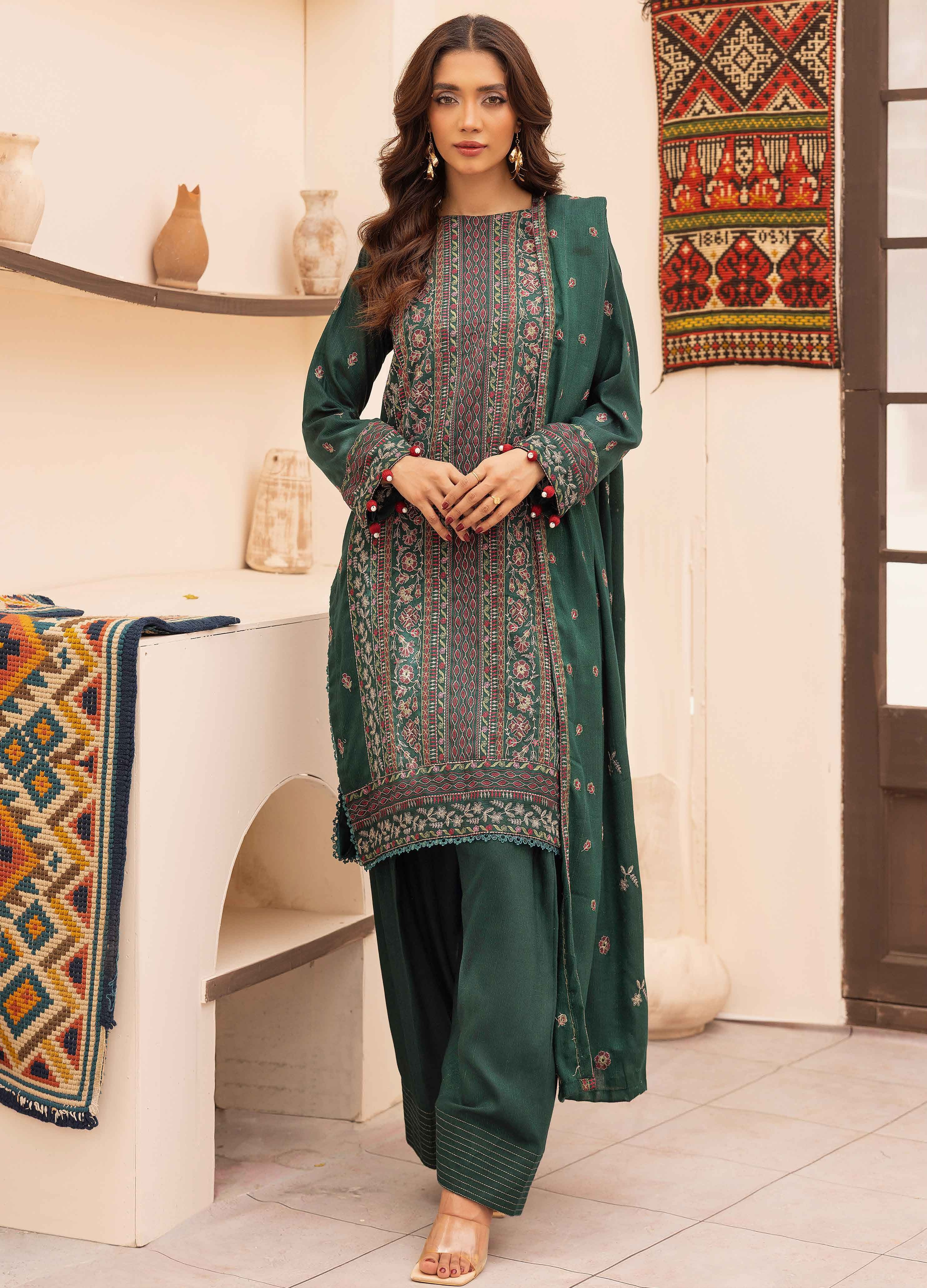 Embroidered Peach Leather 3PC – Mehek