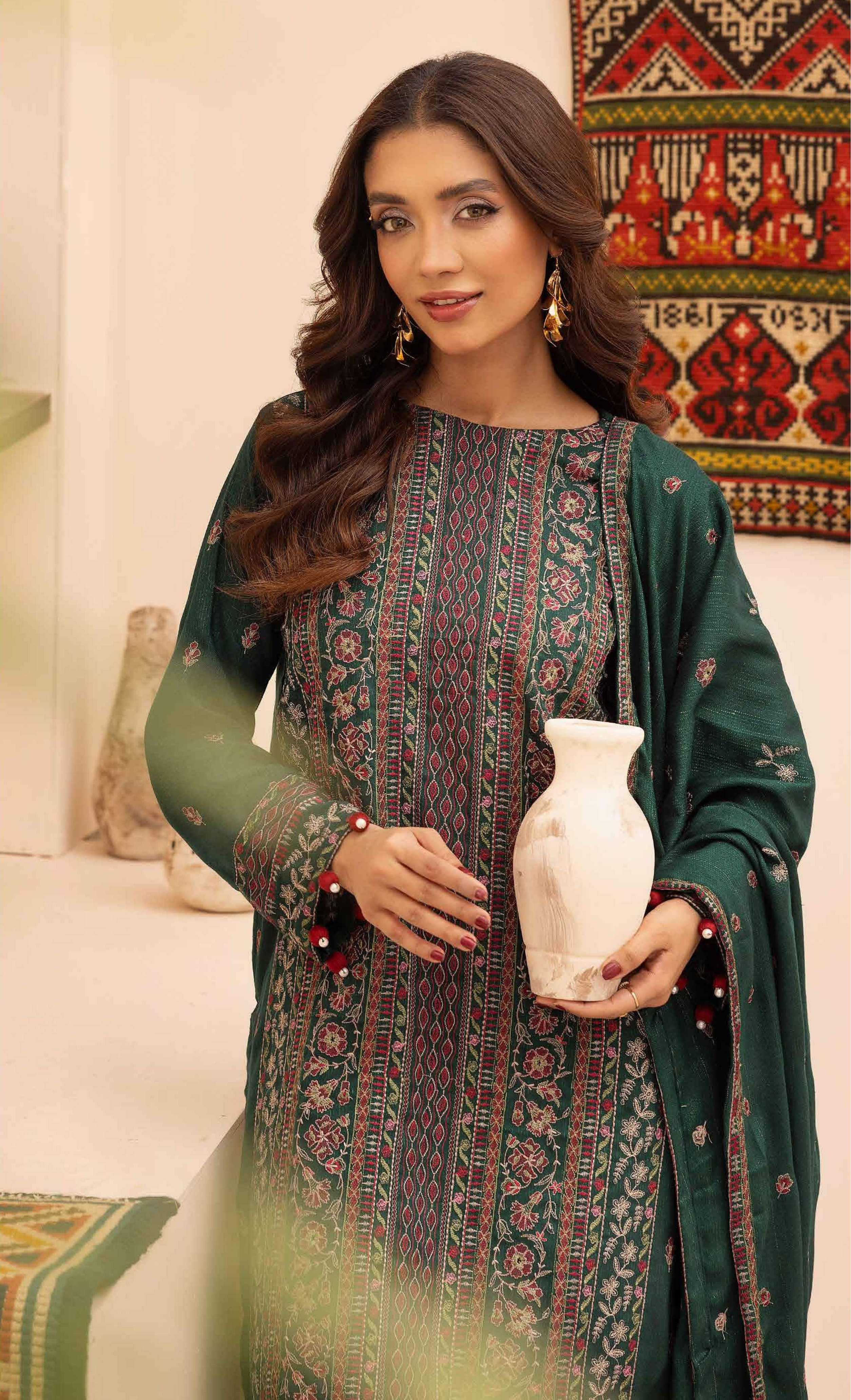 Embroidered Peach Leather 3PC – Mehek