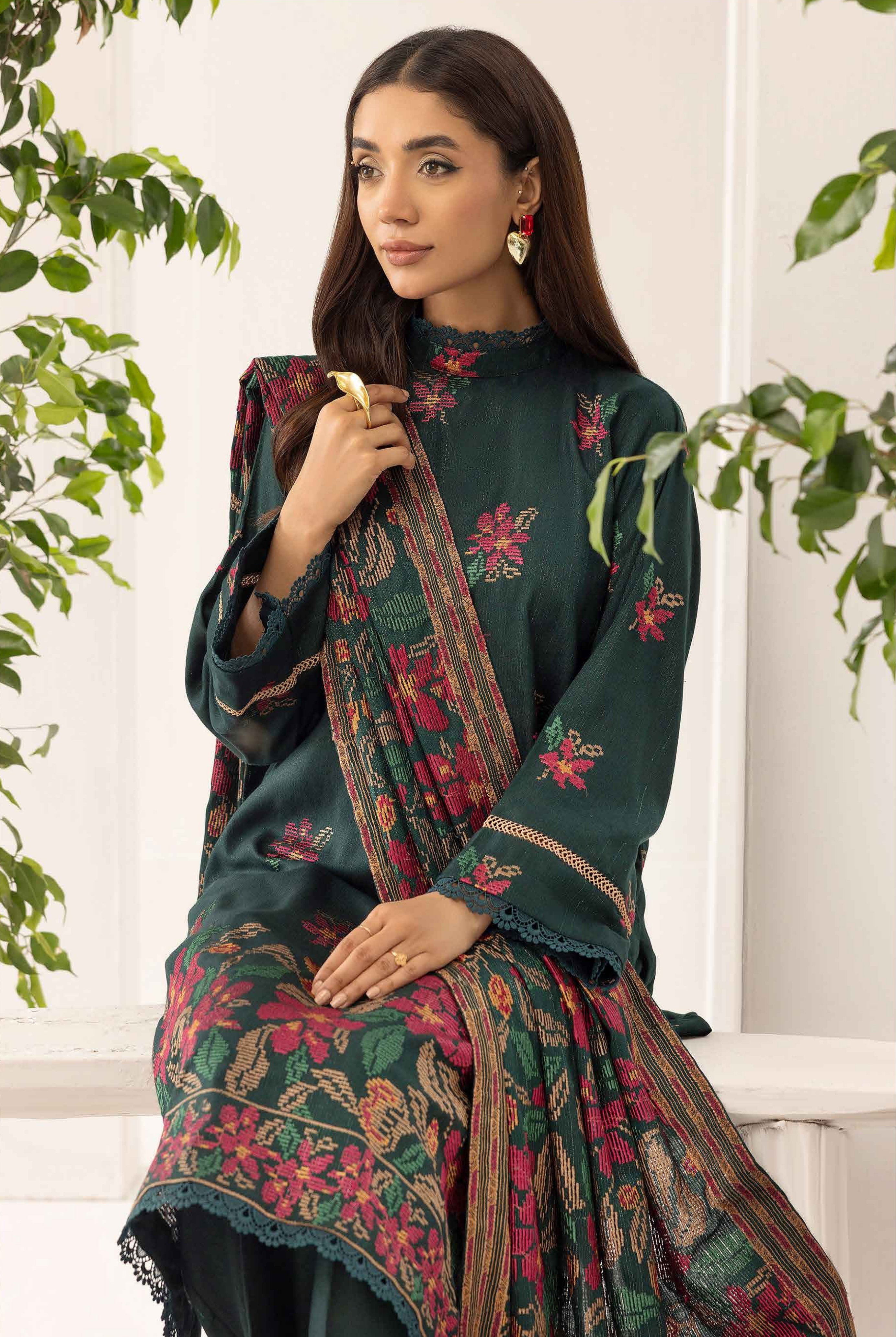 Embroidered Peach Leather 3PC – Anum