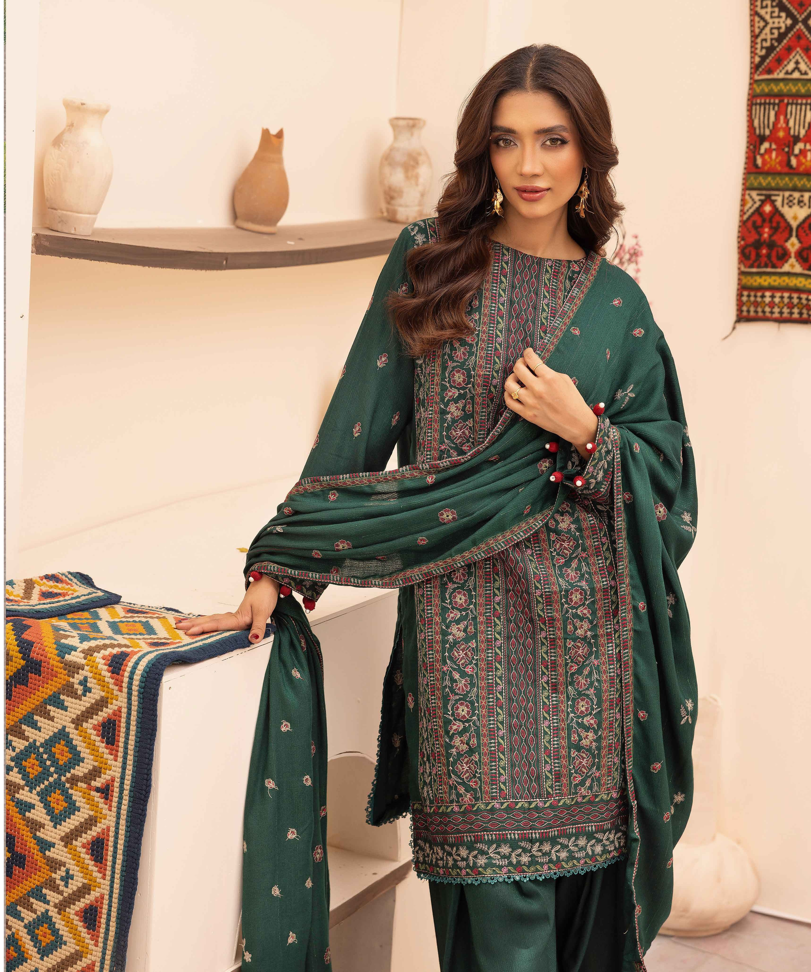 Embroidered Peach Leather 3PC – Mehek