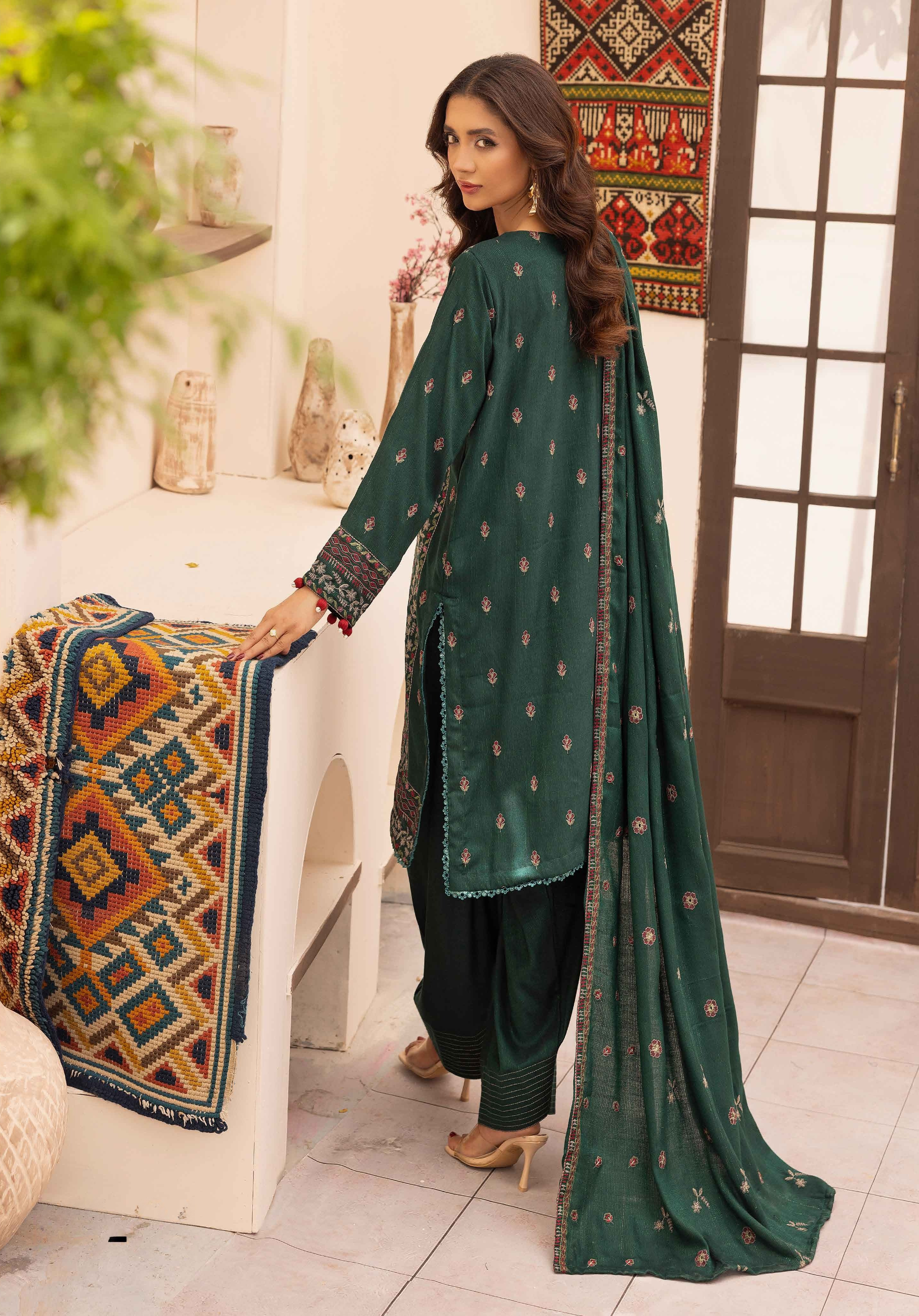 Embroidered Peach Leather 3PC – Mehek