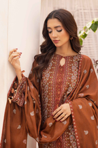 Embroidered Peach Leather 3PC – Inaya