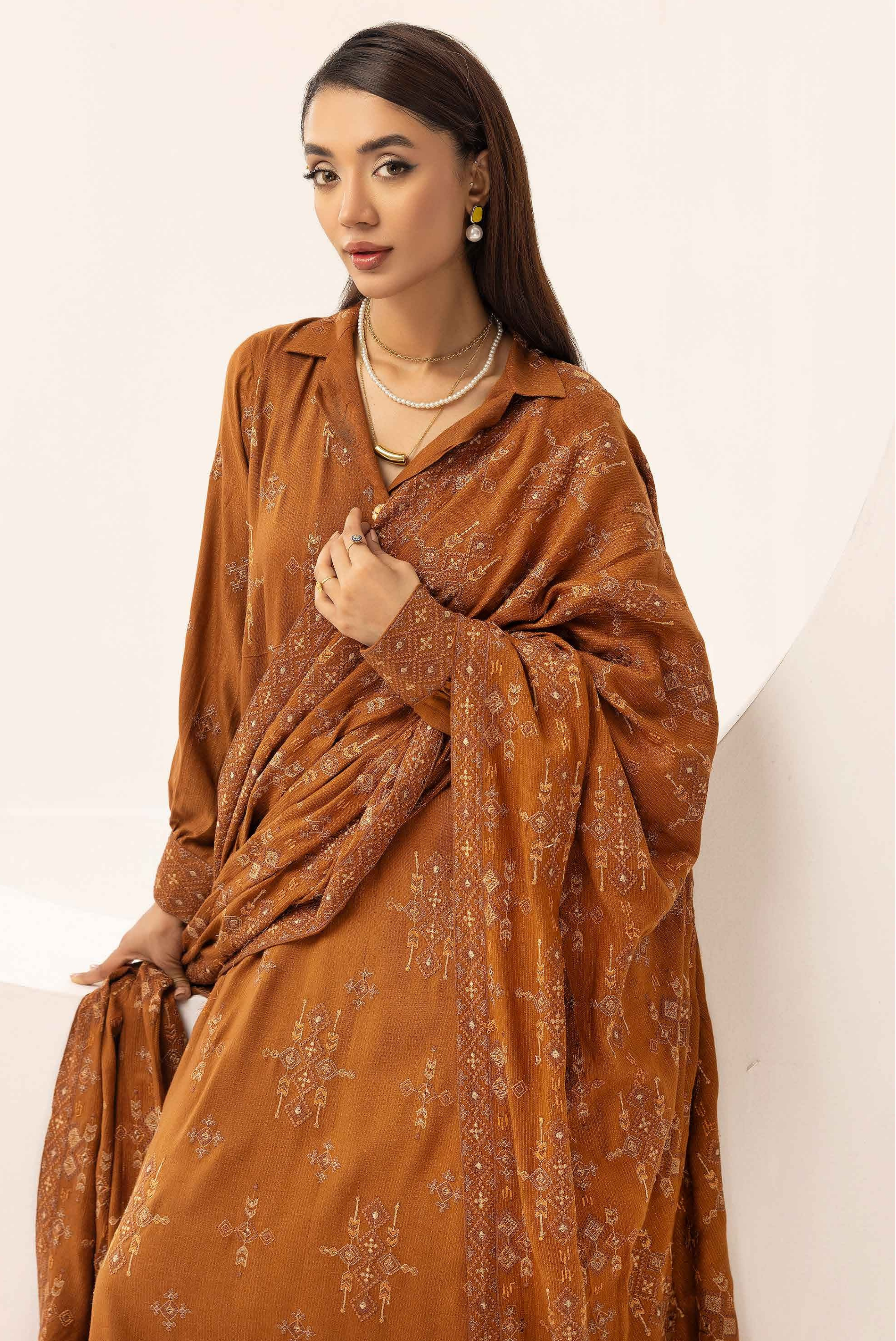 Embroidered Peach Leather 3PC – Sehr