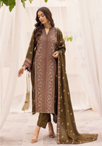 Embroidered Peach Leather 3PC – Afsheen