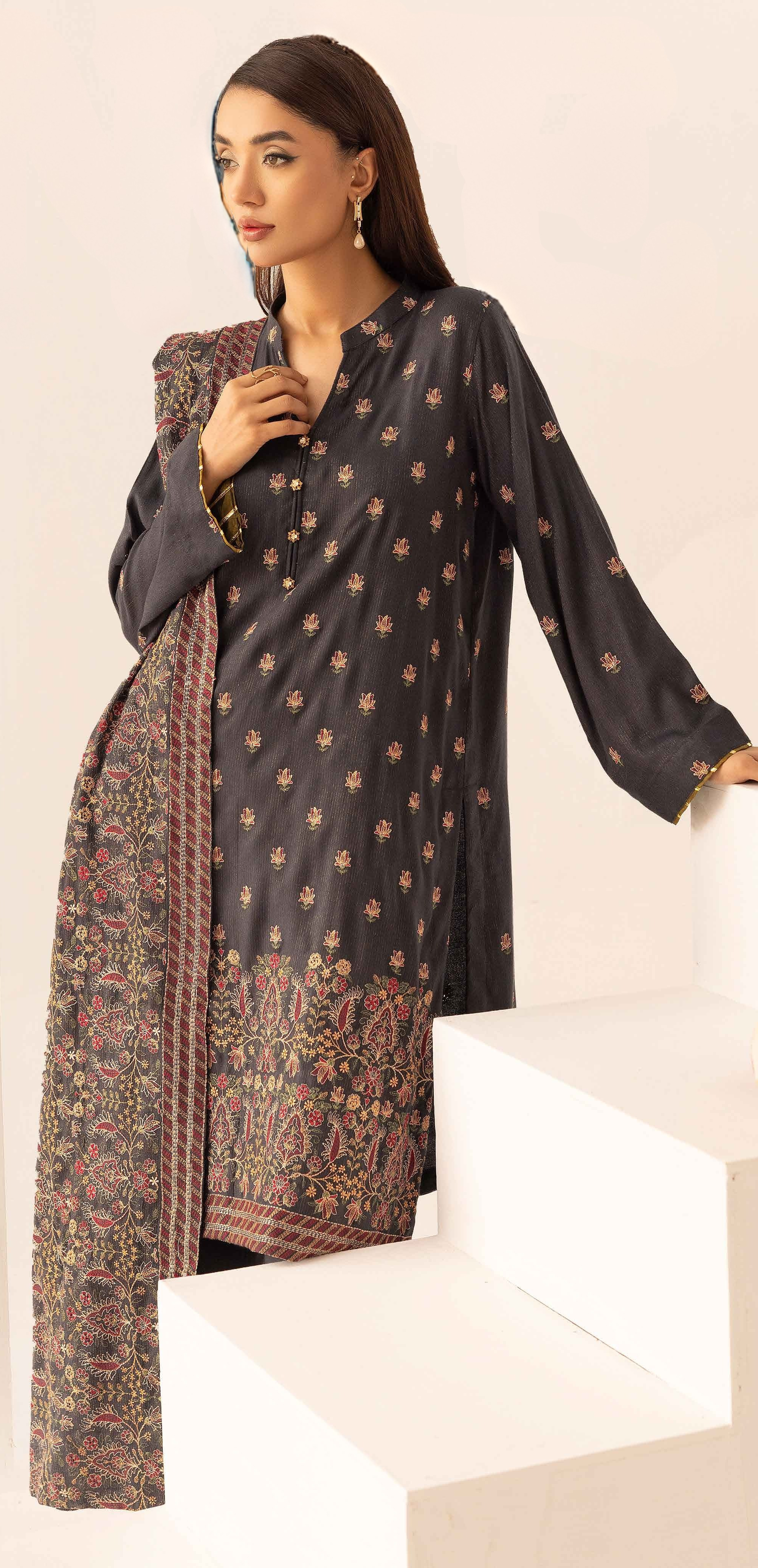 Embroidered Peach Leather 3PC – Aleena