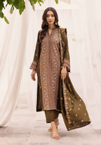 Embroidered Peach Leather 3PC – Afsheen