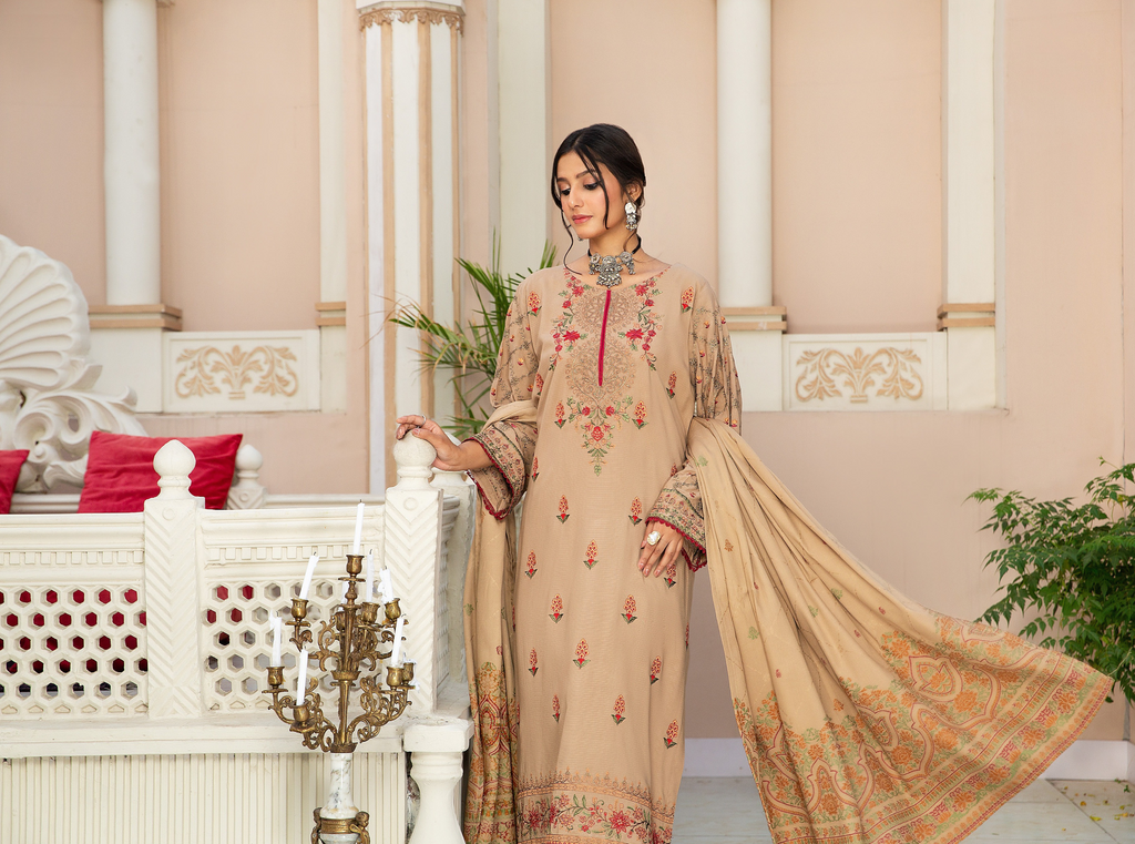 Embroidered Swiss Wool 3PC - Hina