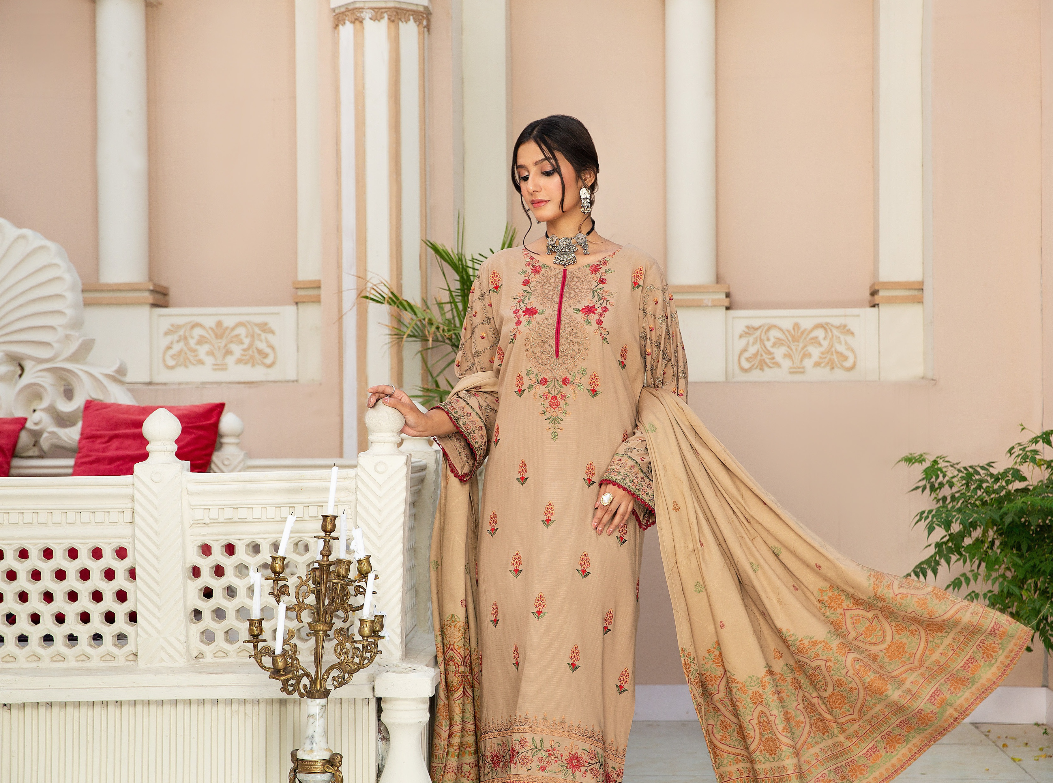 Embroidered Swiss Wool 3PC - Hina