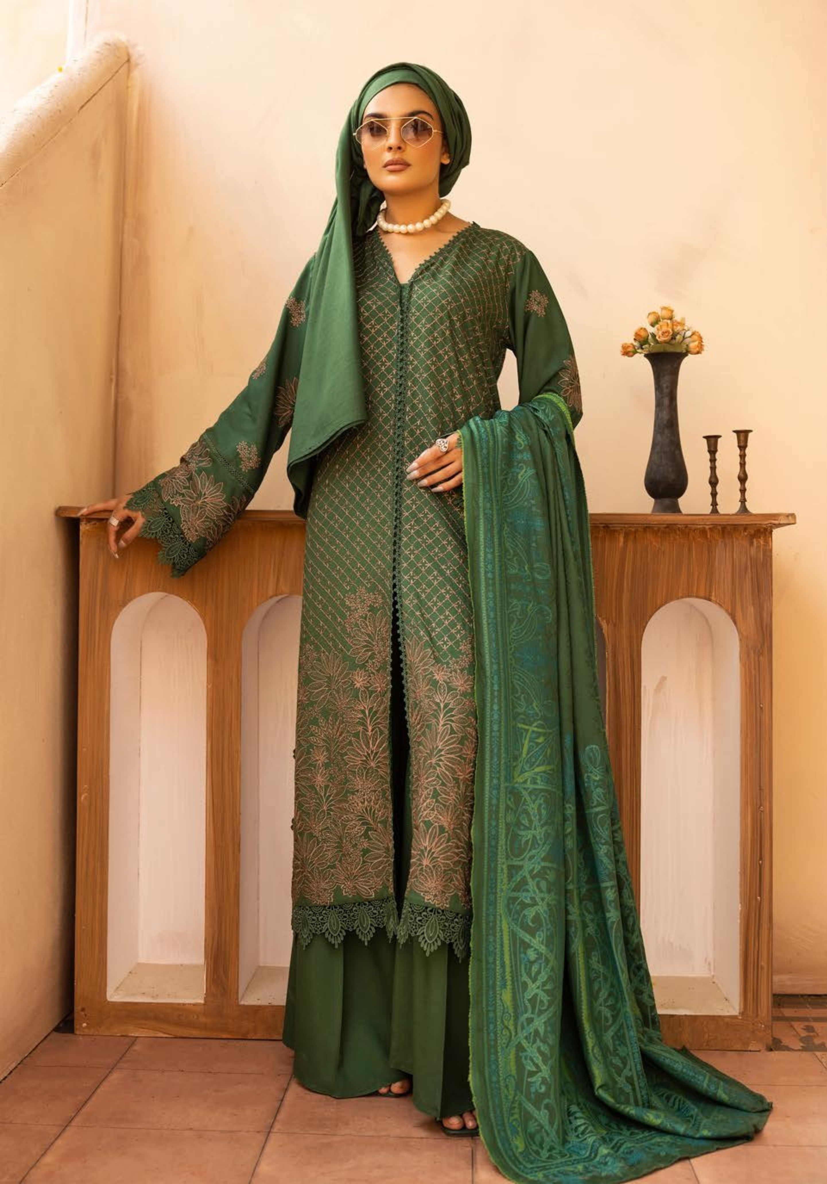 Embroidered Slub 3PC – Yusra