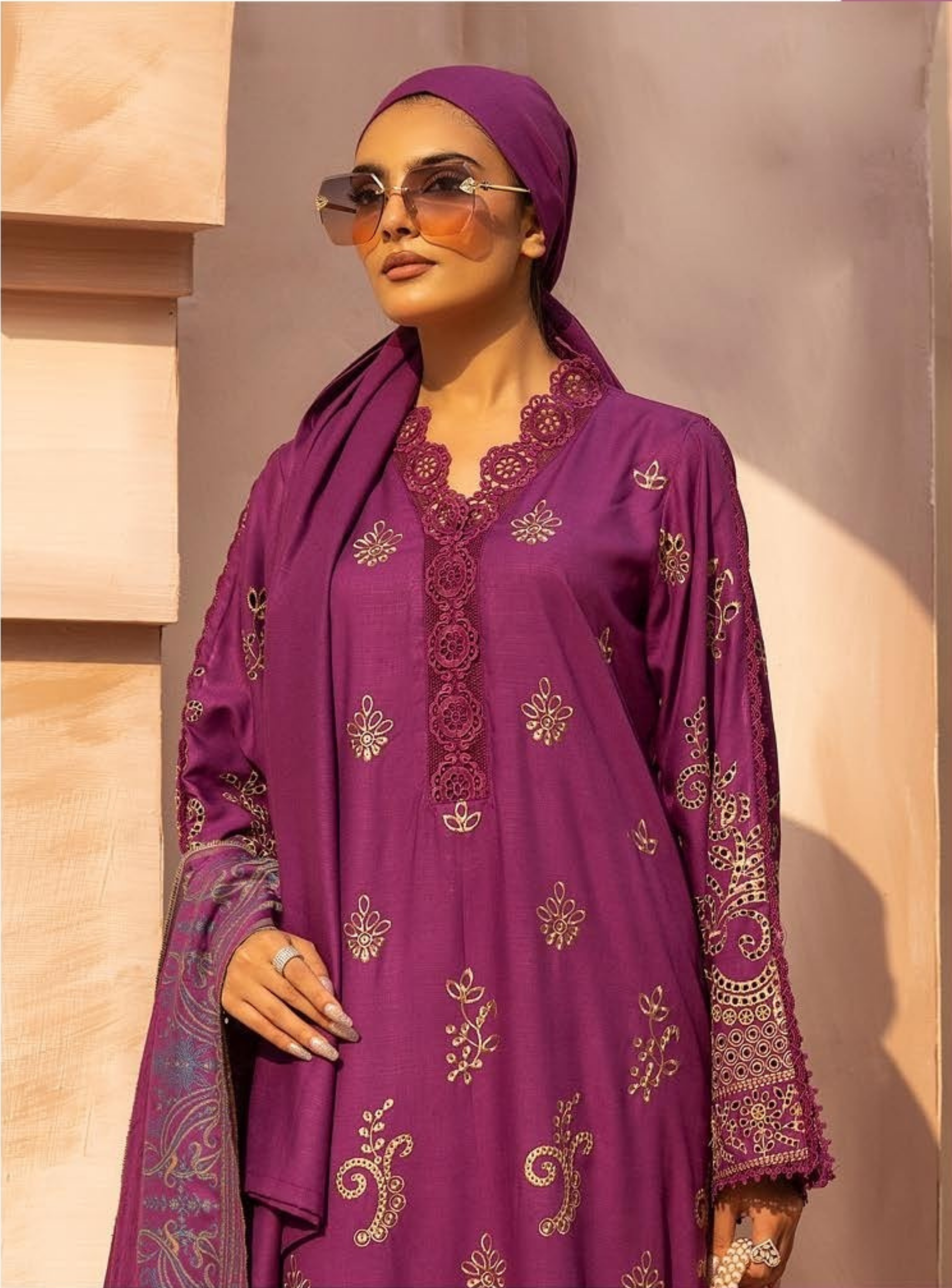 Embroidered Slub 3PC – Anaya