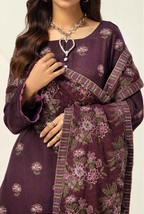 Embroidered Peach Leather 3PC – Minahil