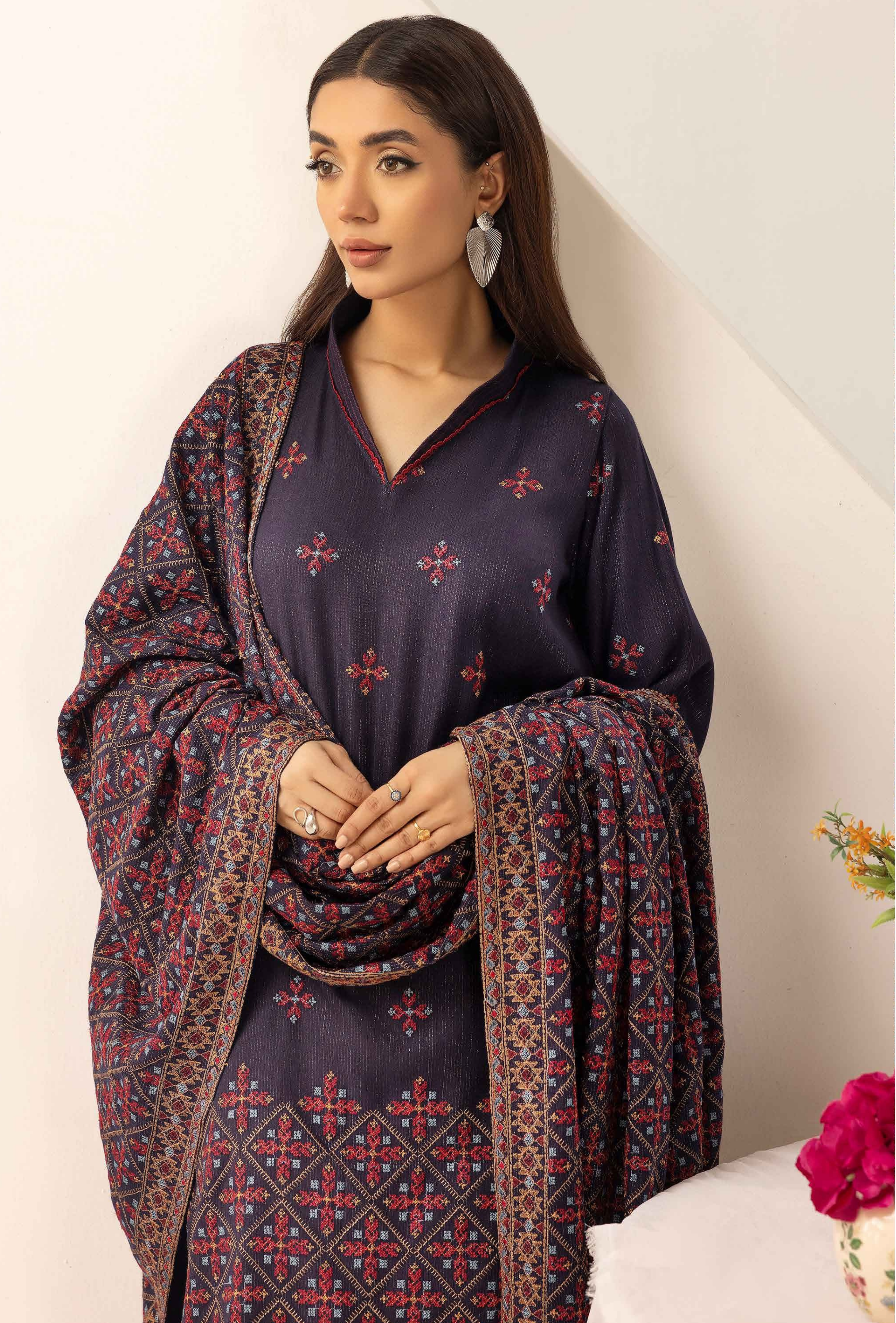 Embroidered Peach Leather 3PC – Hoor