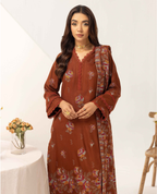 Embroidered Peach Leather 3PC – Areesha